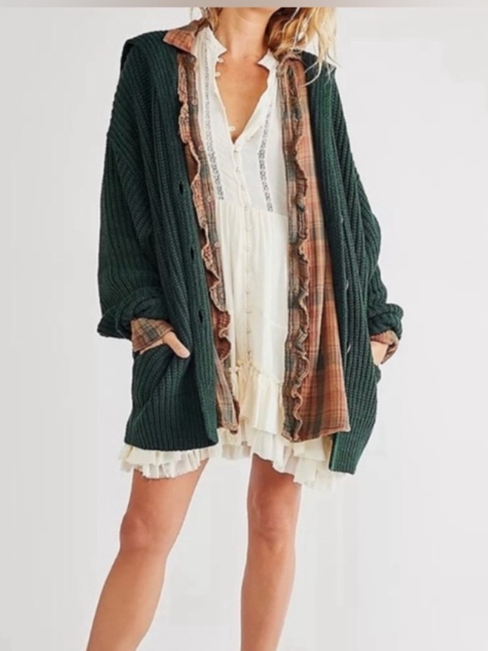 Free People Swim Too Deep Wool Blend Cardigan Size XS Oversized Cottagecore
